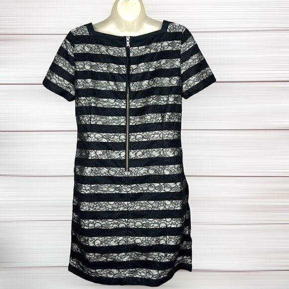 Marc by Marc Jacobs Lucienne Mini Dress Black & White Striped Laces - Picture 9 of 14